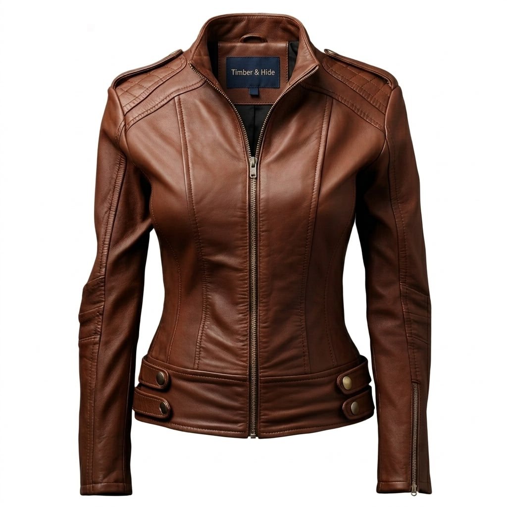 Women Real Leather Brown Style Leather Jacket - Timber AND Hide