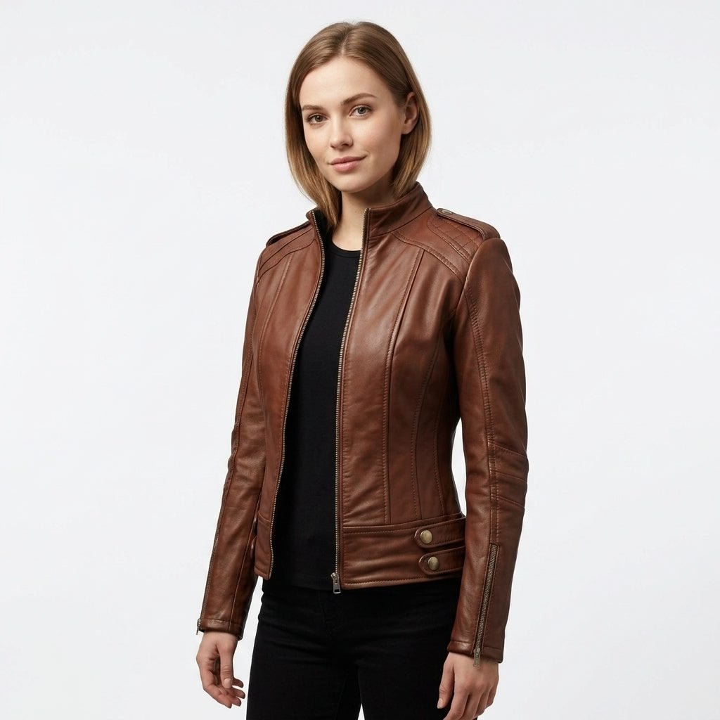 Women Real Leather Brown Style Leather Jacket - Timber AND Hide