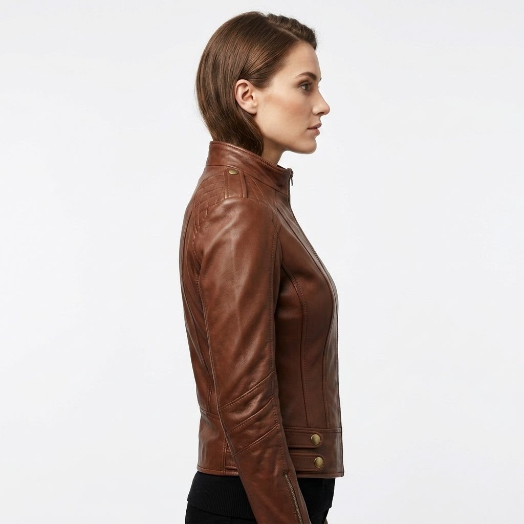 Women Real Leather Brown Style Leather Jacket - Timber AND Hide