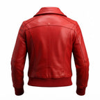 Women Red Leather Jacket Bomber Style - Timber AND Hide