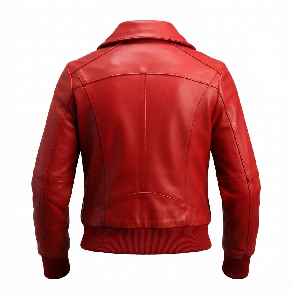 Women Red Leather Jacket Bomber Style - Timber AND Hide