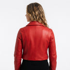 Women Red Leather Jacket Bomber Style - Timber AND Hide