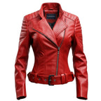 Women Slimfit Red Leather Jacket - Timber AND Hide