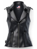 Women’s Stylish Black Leather Vest