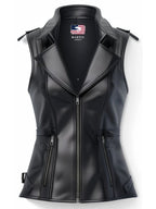 Women’s Stylish Black Leather Vest
