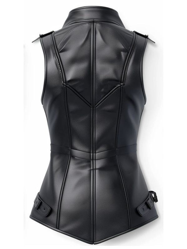Women’s Stylish Black Leather Vest
