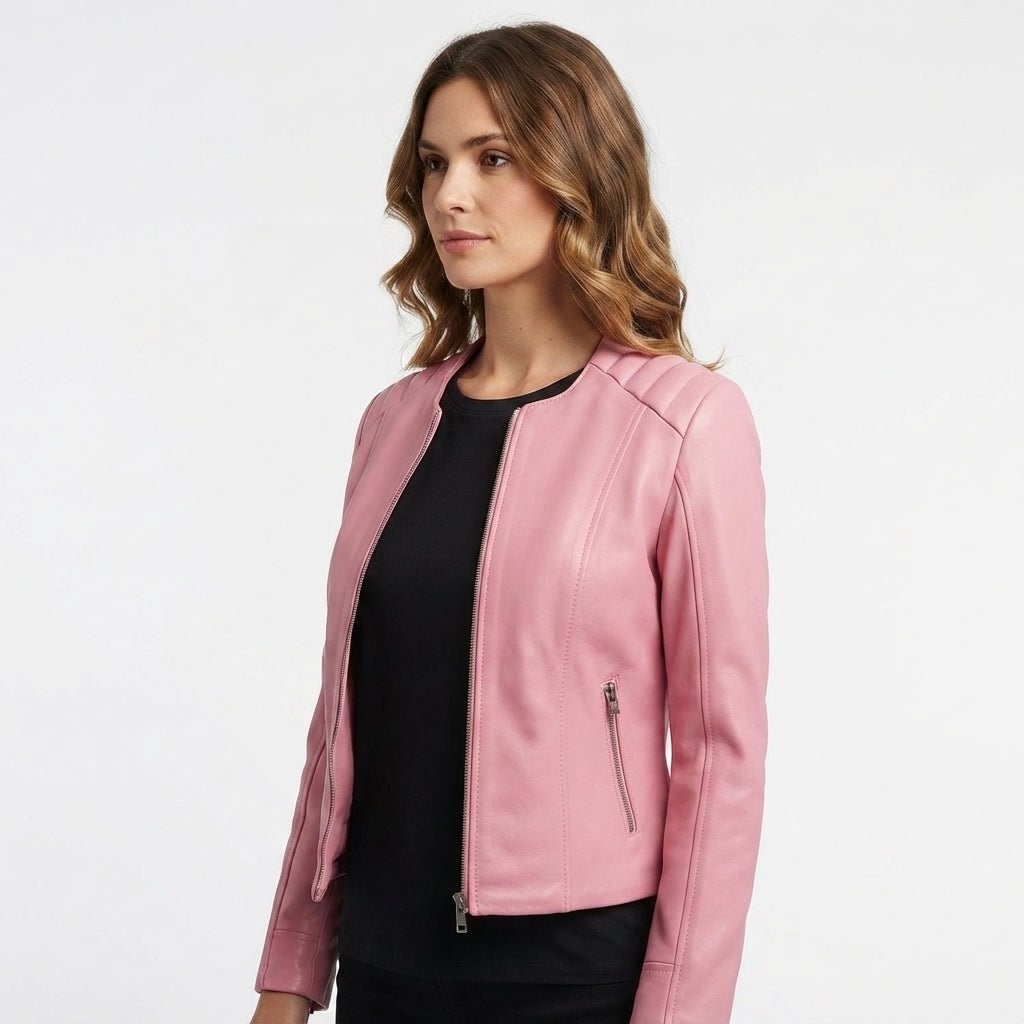 Women's Biker Jacket Pink Leather jacket - Timber AND Hide