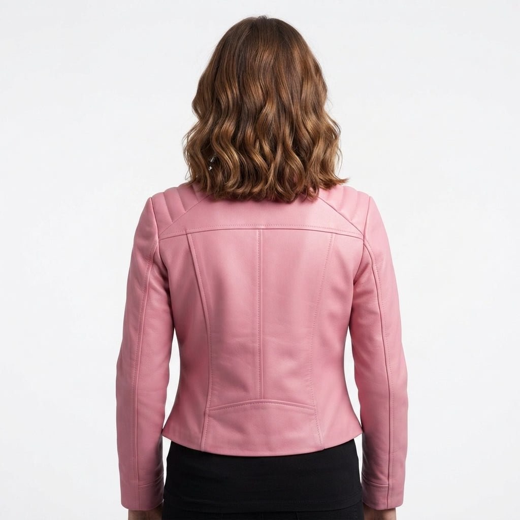 Women's Biker Jacket Pink Leather jacket - Timber AND Hide