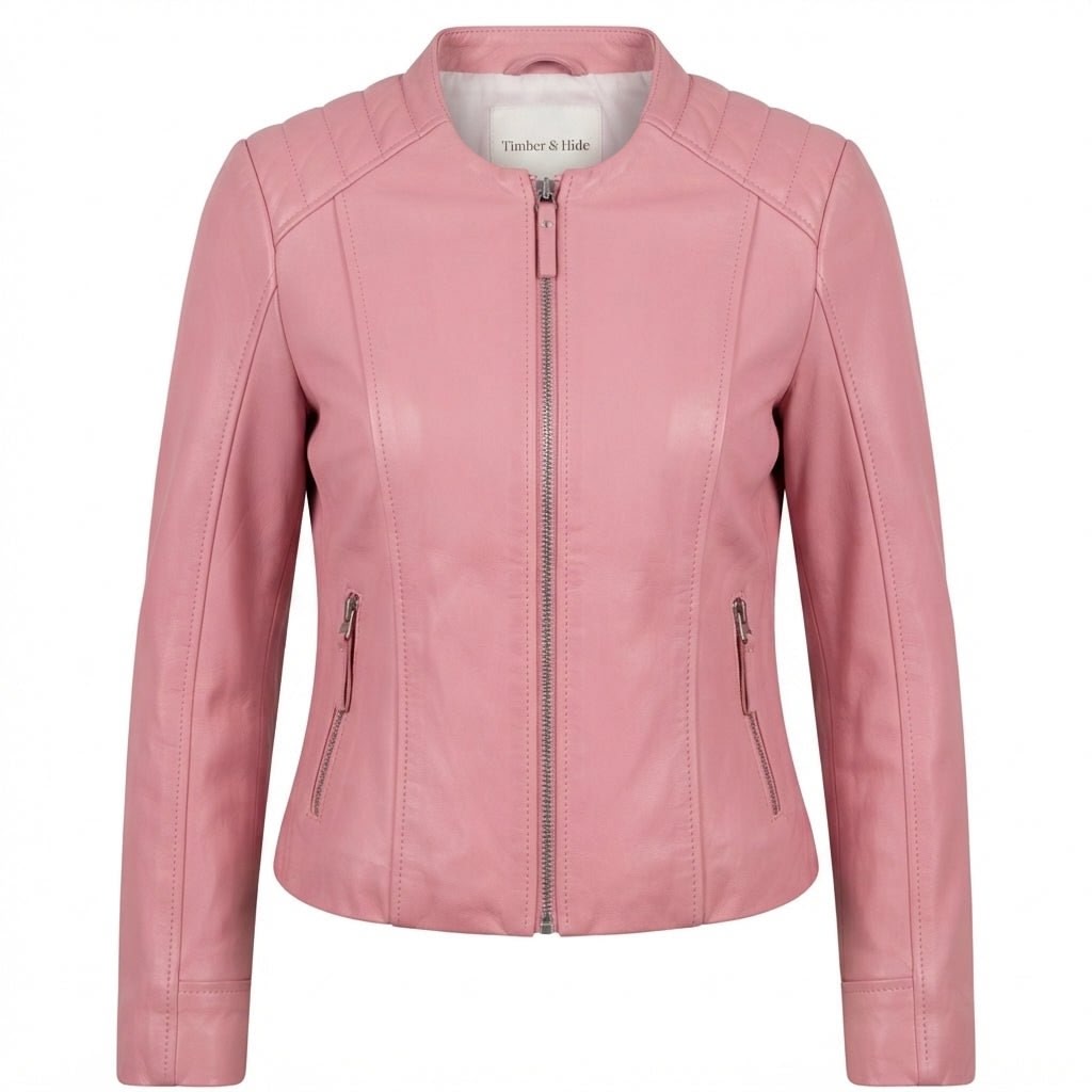 Women's Biker Jacket Pink Leather jacket - Timber AND Hide