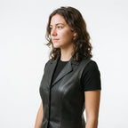 Women’s Black Casual Leather Vest - Timber AND Hide