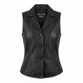 Women’s Black Casual Leather Vest - Timber AND Hide