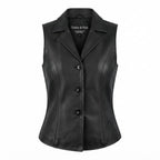 Women’s Black Casual Leather Vest - Timber AND Hide