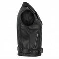 Women’s Black Stylish Biker-Style Leather Vest - Timber AND Hide
