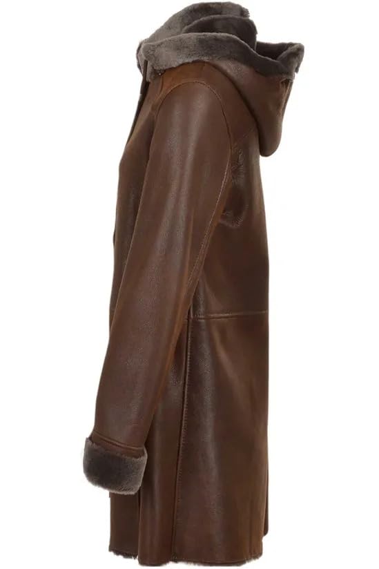 Women’s Brown Shearling Leather Coat – Genuine Leather with Faux Fur Lining | Vintage Sheepskin Coat - Timber AND Hide