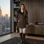 Women's Brown Shearling Leather Jacket, Faux Fur Collar Winter Coat - Timber AND Hide