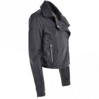 Women's Burgundy Leather Biker Jacket: Stella - Timber AND Hide