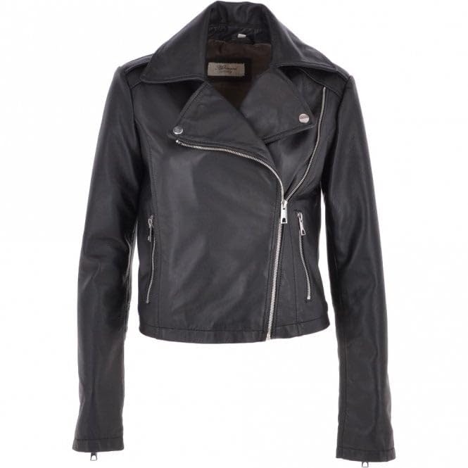 Women's Burgundy Leather Biker Jacket: Stella - Timber AND Hide