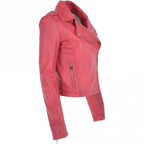 Women's Burgundy Leather Biker Jacket: Stella - Timber AND Hide