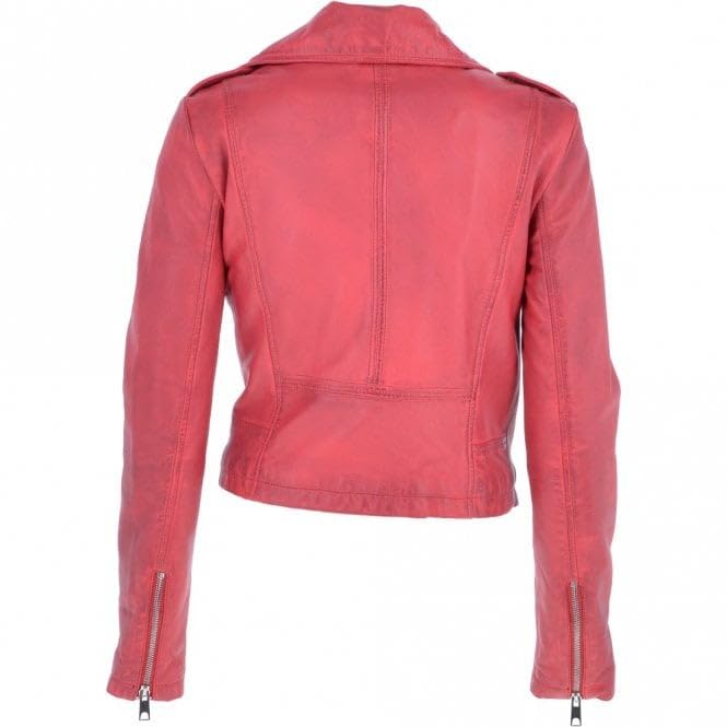 Women's Burgundy Leather Biker Jacket: Stella - Timber AND Hide
