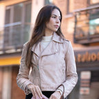 Women's Burgundy Leather Biker Jacket: Stella - Timber AND Hide