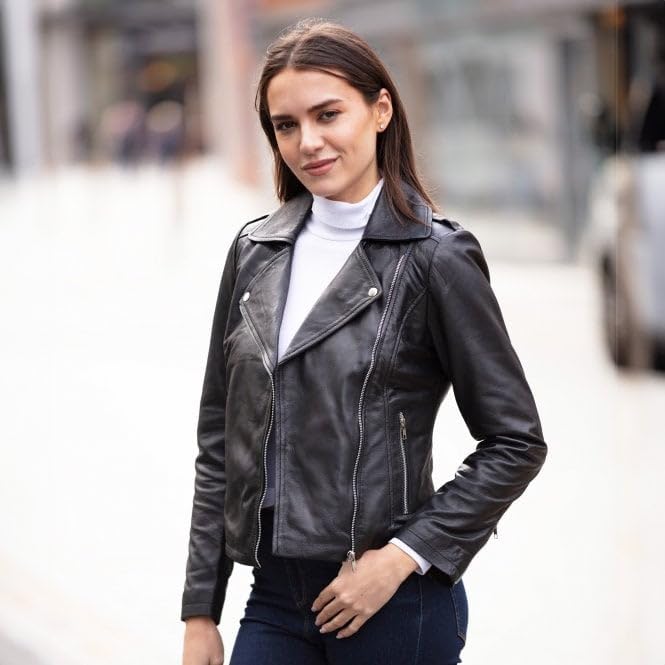 Women's Burgundy Leather Biker Jacket: Stella - Timber AND Hide