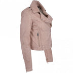 Women's Burgundy Leather Biker Jacket: Stella - Timber AND Hide