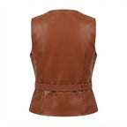 Women’s Classic Brown Leather Vest - Timber AND Hide