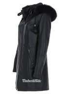 Women's Detachable Fur Hood 3/4 Leather Jacket. - Timber AND Hide