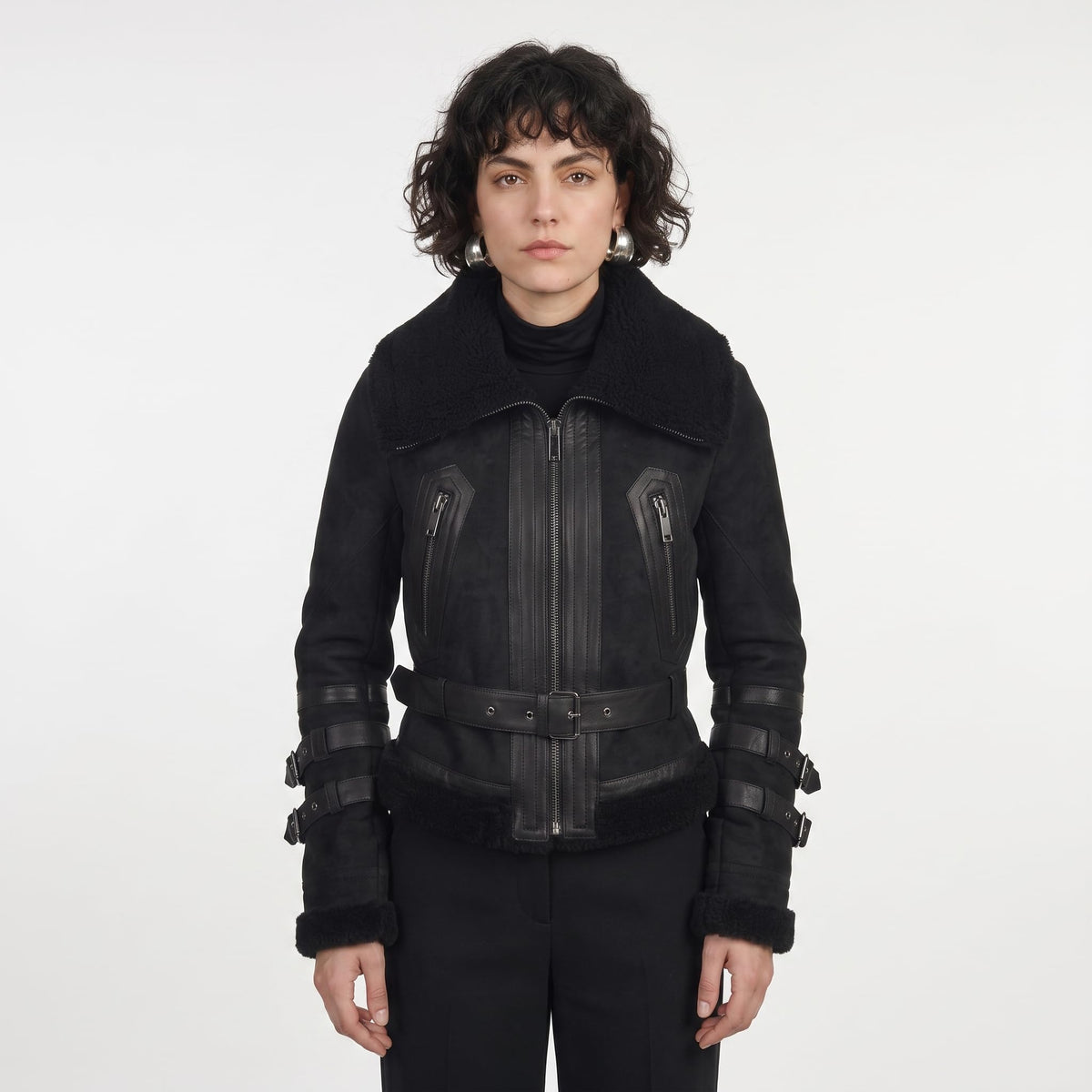 Women's Fitted Sheepskin Aviator Flying Jacket | Leather Slim fit Aviator pilot jacket - Timber AND Hide