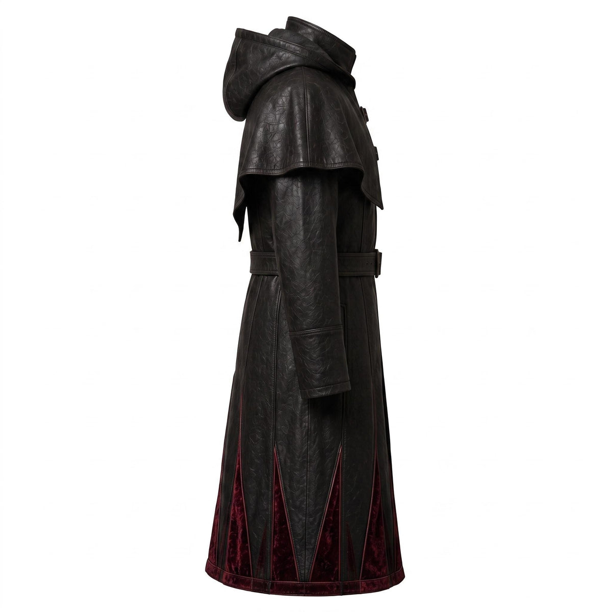 Women's Genuine Leather Hooded Cloak: Medieval Gothic Renaissance Fantasy Cape - Timber AND Hide