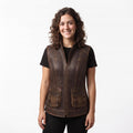 Women's Genuine Leather Utility Vest | Distressed Brown Travel Waistcoat - Timber AND Hide