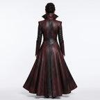 Women's Gothic Vampire Queen Burgundy Leather Trench Coat - Timber AND Hide