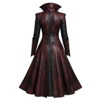 Women's Gothic Vampire Queen Burgundy Leather Trench Coat - Timber AND Hide