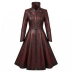 Women's Gothic Vampire Queen Leather Coat | Distressed Burgundy Victorian Cosplay Jacket - Timber AND Hide