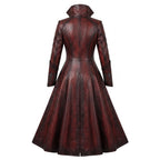 Women's Gothic Vampire Queen Leather Coat | Distressed Burgundy Victorian Cosplay Jacket - Timber AND Hide