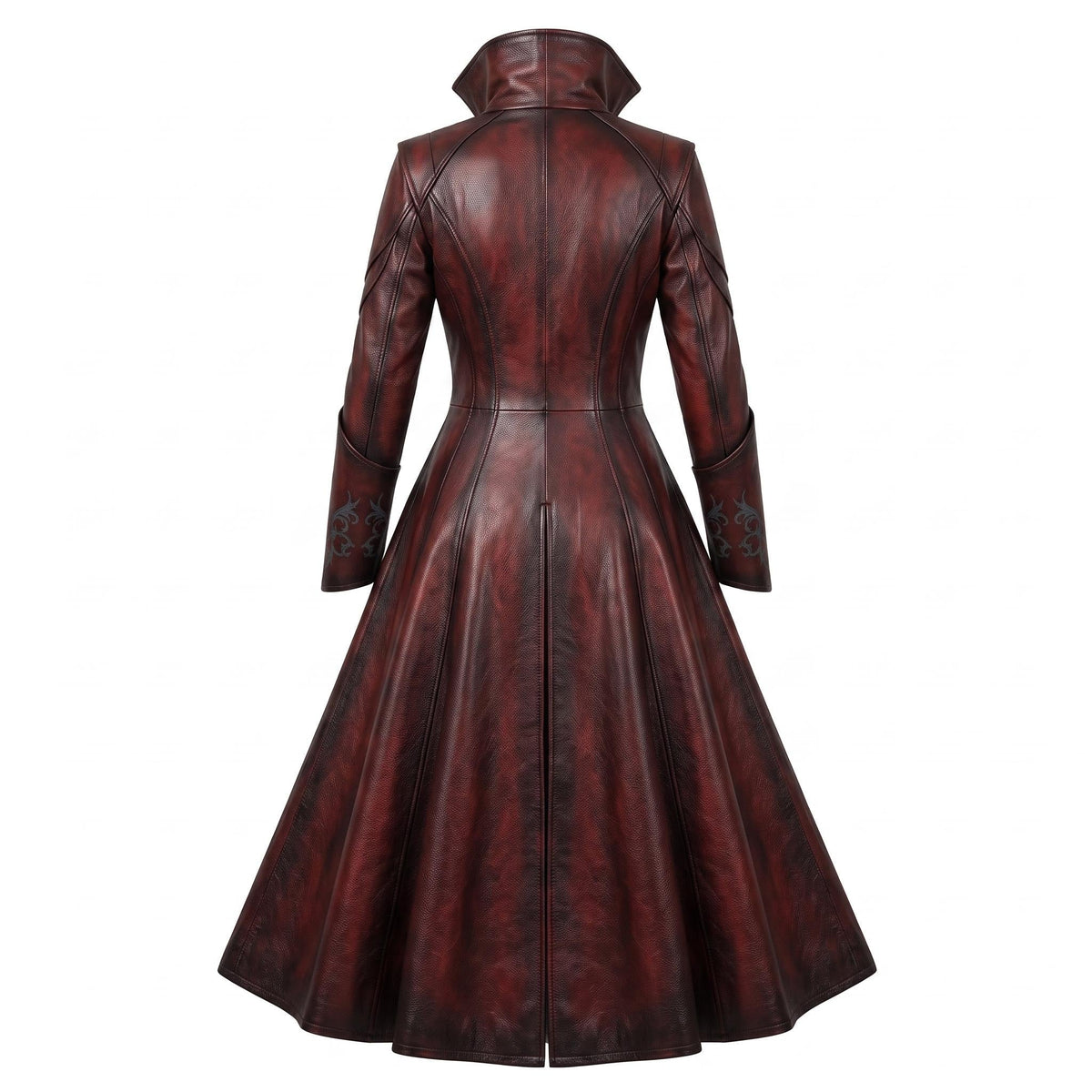 Women's Gothic Vampire Queen Leather Coat | Distressed Burgundy Victorian Cosplay Jacket - Timber AND Hide