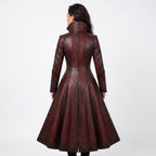 Women's Gothic Vampire Queen Leather Coat | Distressed Burgundy Victorian Cosplay Jacket - Timber AND Hide