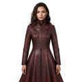 Women's Gothic Vampire Queen Leather Coat | Distressed Burgundy Victorian Cosplay Jacket - Timber AND Hide