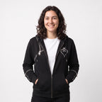 Women's Kingdom Hearts Black Zip-Up Hoodie | Fleece Gaming Sweatshirt | Keyblade Graphic Cosplay Jacket - Timber AND Hide