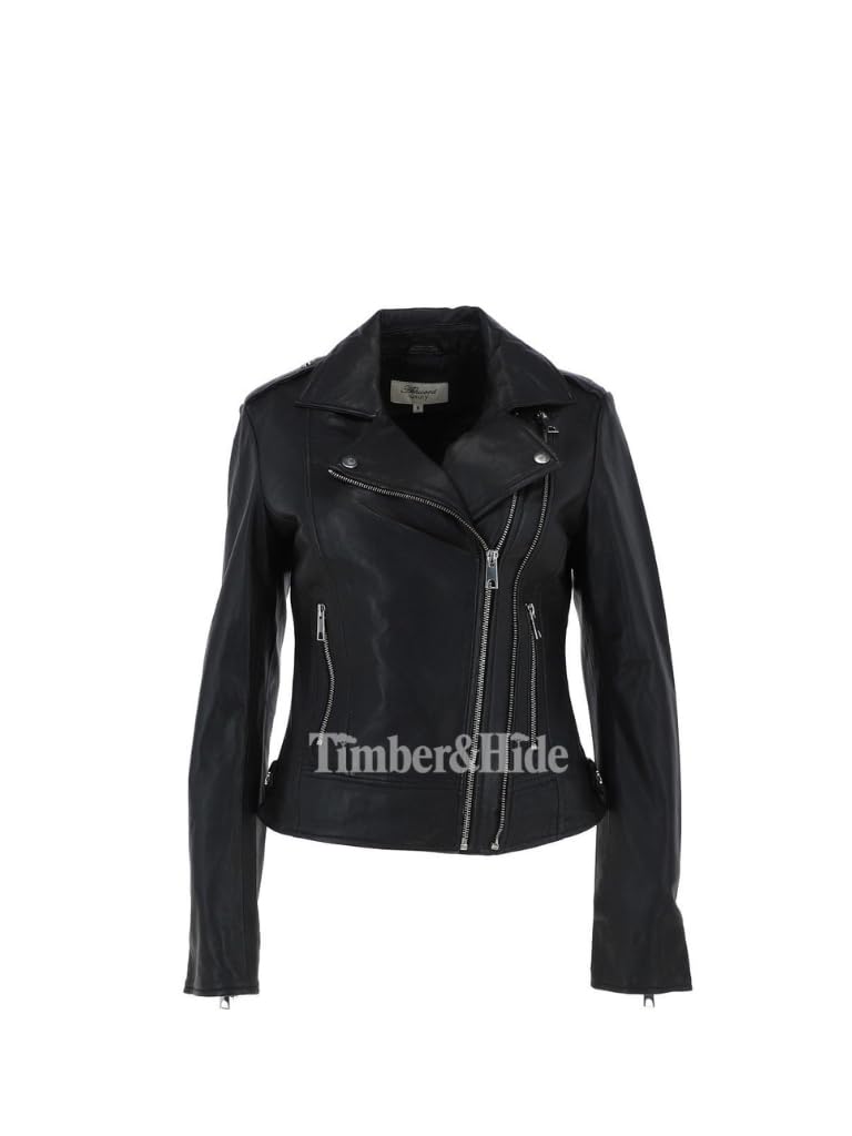 Women's Leather Jacket with Zippers - Timber AND Hide