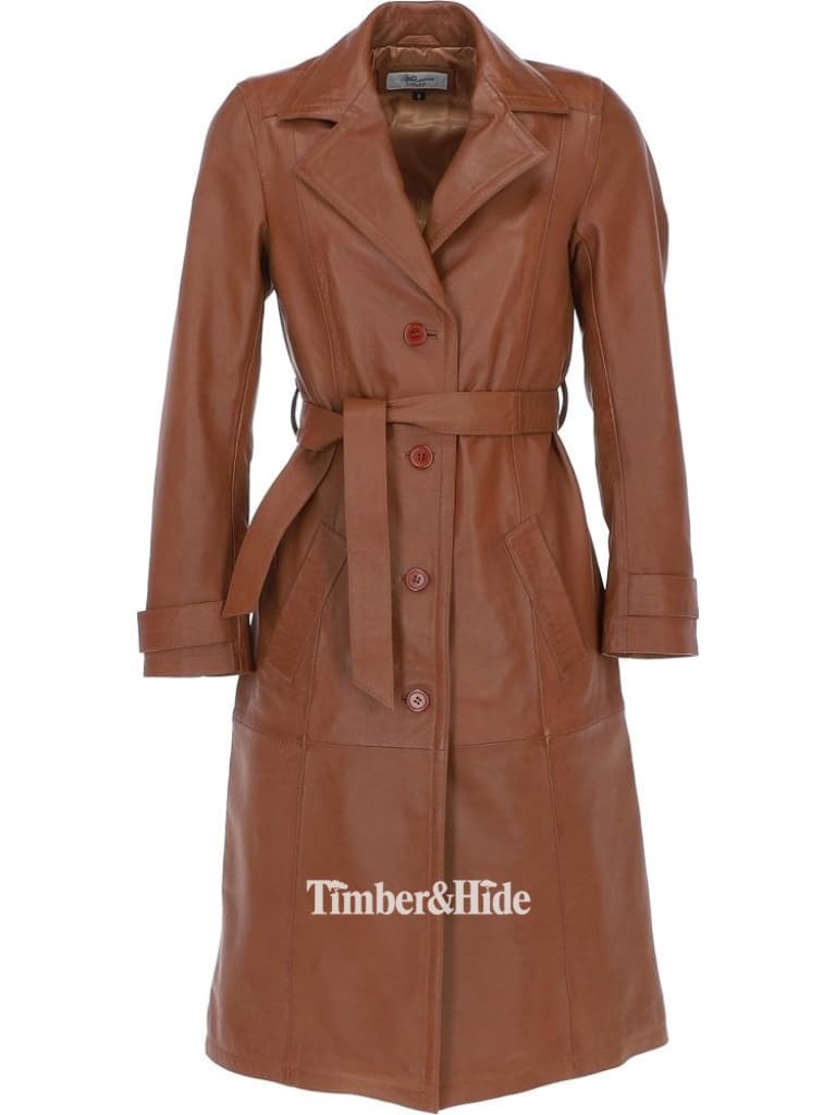 Women's Leather Trench Coat - Timber AND Hide