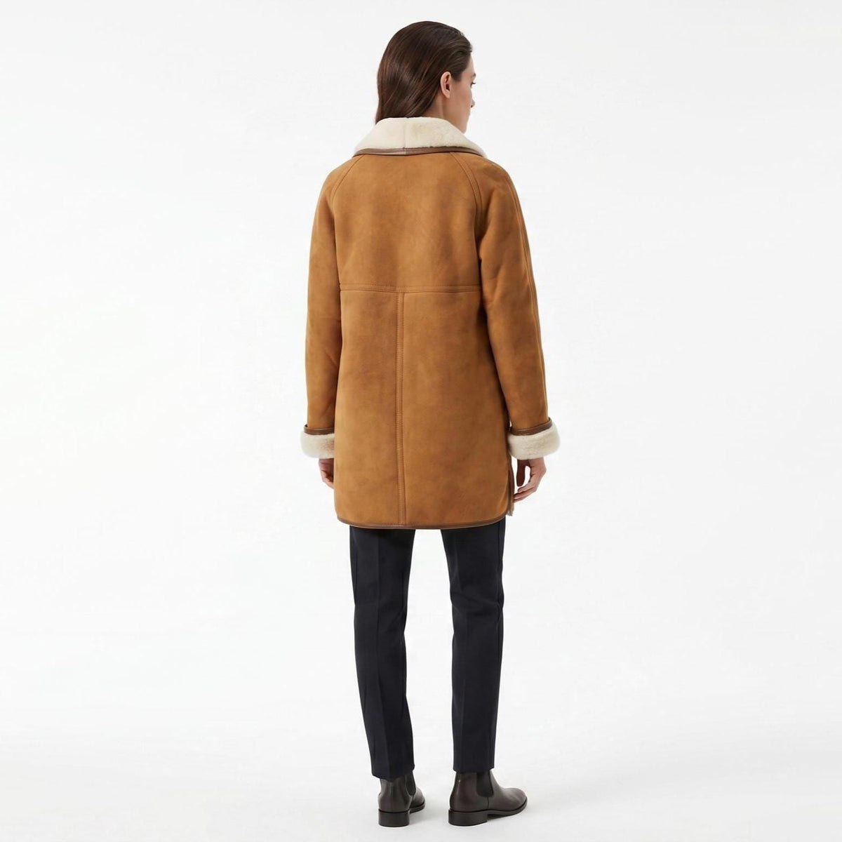 Women's Suede Leather Shearling Coat: Penny Lane Style Winter Jacket - Timber AND Hide