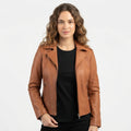 Women’s Tan Biker Leather Jacket - Timber AND Hide