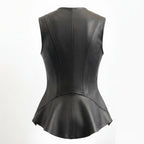 Women’s Zester Black Leather Vest - Timber AND Hide