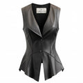 Women’s Zester Black Leather Vest - Timber AND Hide