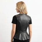 Women’s Zester Black Leather Vest - Timber AND Hide