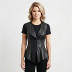 Women’s Zester Black Leather Vest - Timber AND Hide