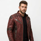Yusef Red Leather Jacket - Leather Jacket for Men Red - Timber AND Hide