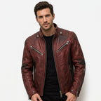 Yusef Red Leather Jacket - Leather Jacket for Men Red - Timber AND Hide